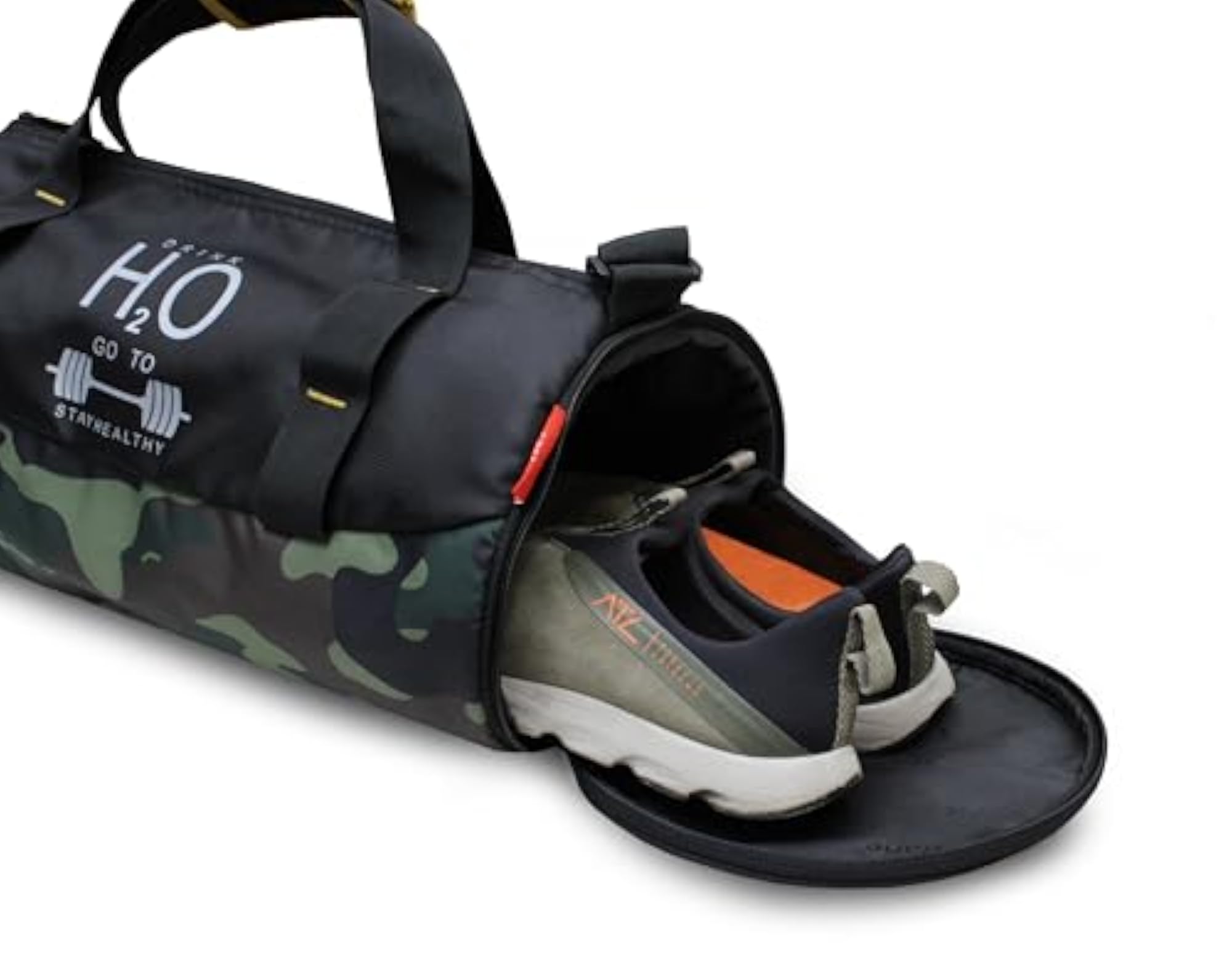 Camo Print Gym Bag with Shoe Compartment